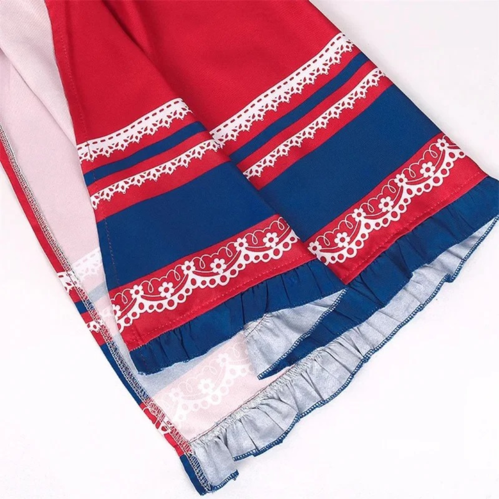 Klara | Damen Rotes Oktoberfest Dirndl mit Blumenmuster