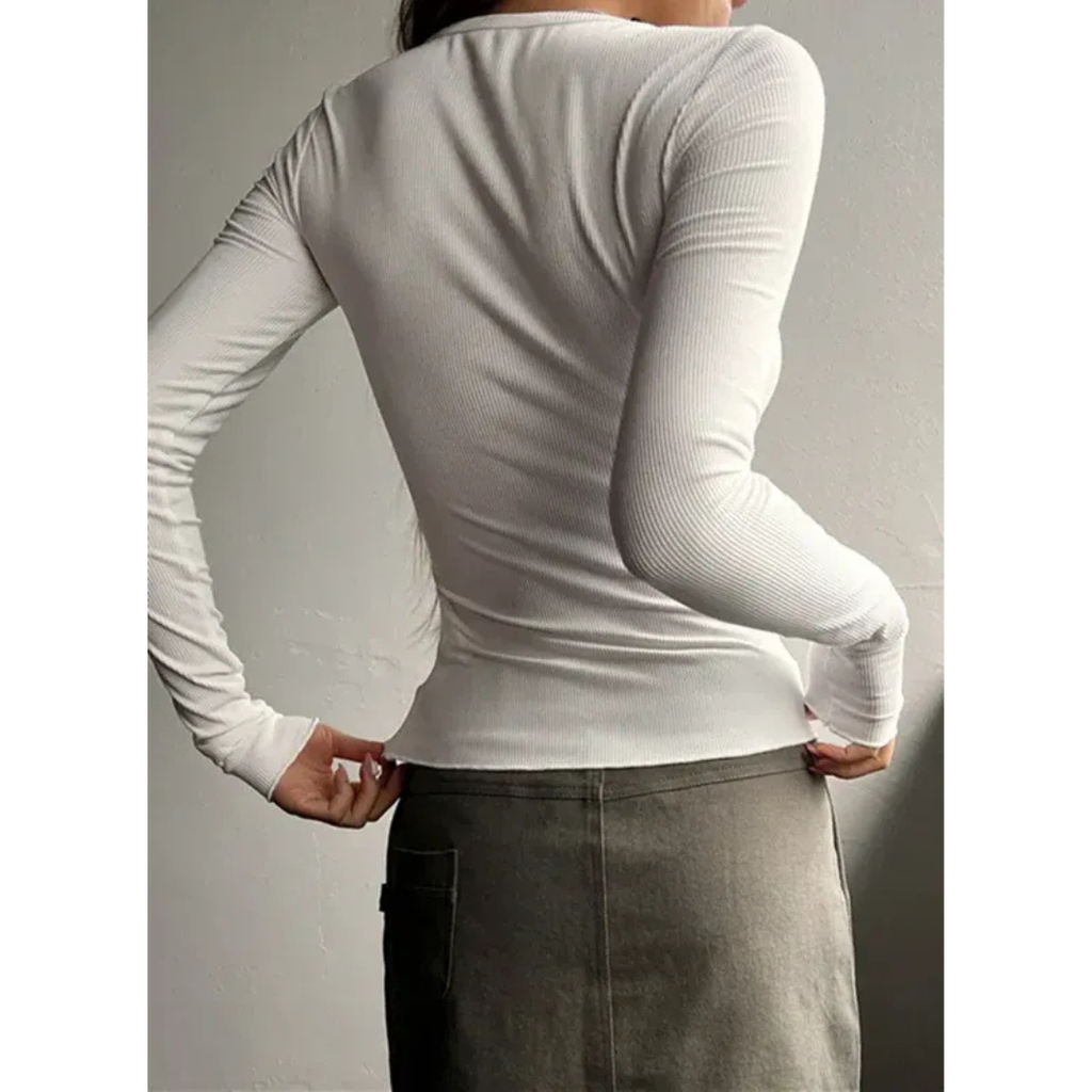 Klara | Damen Stilvolles Henley Oberteil