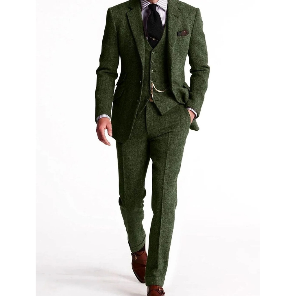 Konstantin | Herren Anzug mit Weste, Sakko und Hose im Tweed Stil