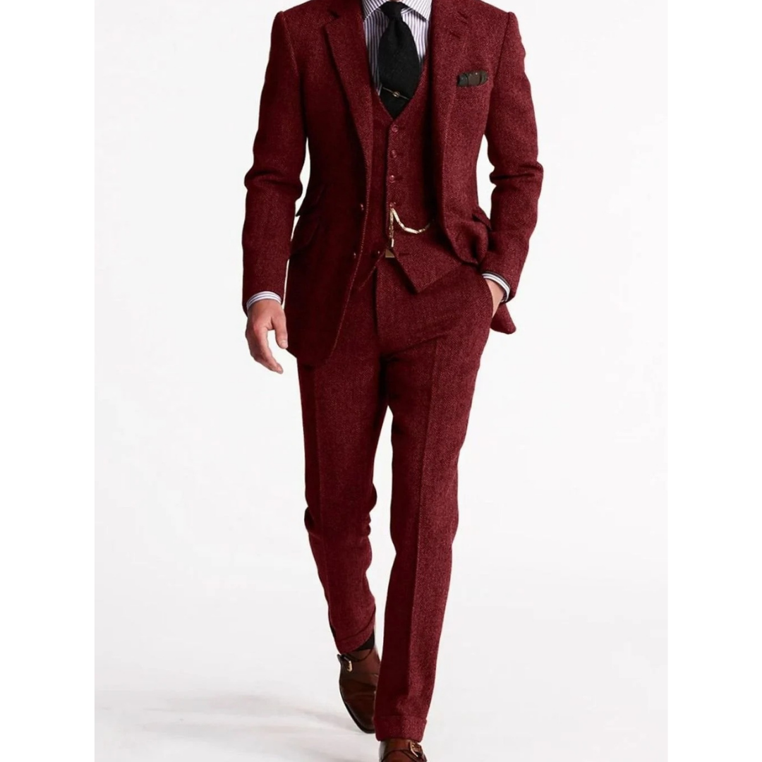 Konstantin | Herren Anzug mit Weste, Sakko und Hose im Tweed Stil