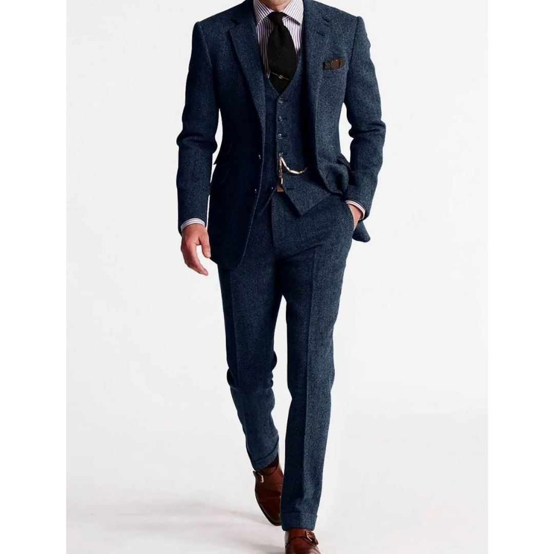 Konstantin | Herren Anzug mit Weste, Sakko und Hose im Tweed Stil