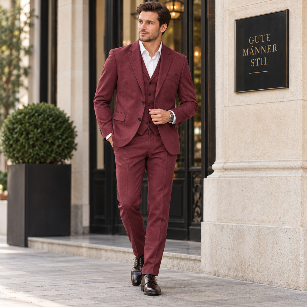 Konstantin | Herren Anzug mit Weste, Sakko und Hose im Tweed Stil