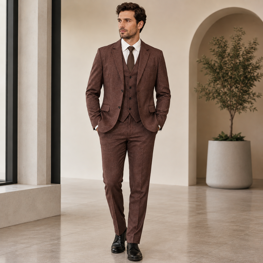 Konstantin | Herren Anzug mit Weste, Sakko und Hose im Tweed Stil