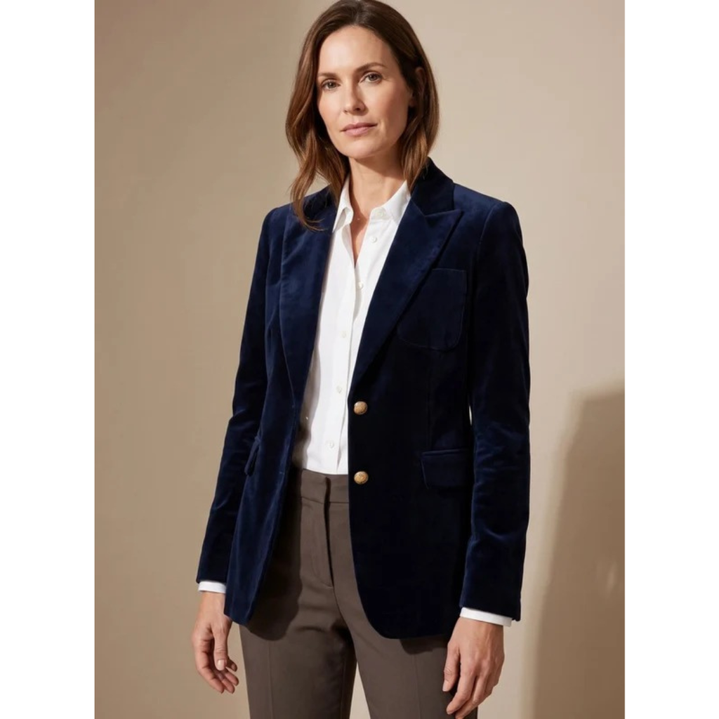 Kunigunde | Damen Blazer aus Samt mit Langarm, Revers und Knöpfen
