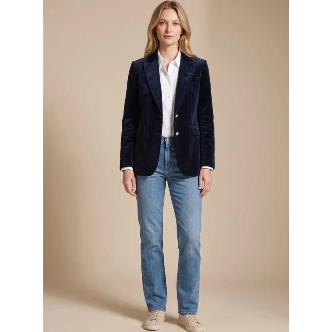 Kunigunde | Damen Blazer aus Samt mit Langarm, Revers und Knöpfen