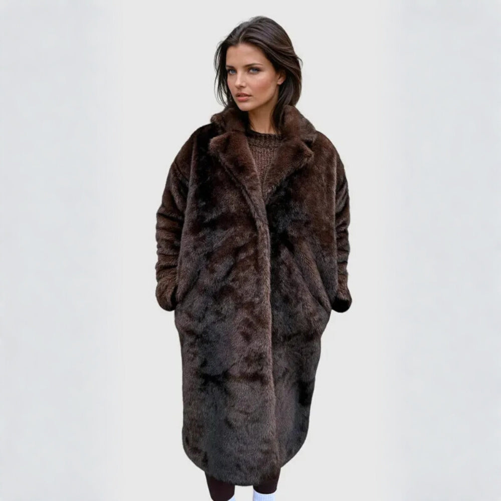 Kunstfell-Winterjacke für Damen – Stilvoll und Lang Geschnitten