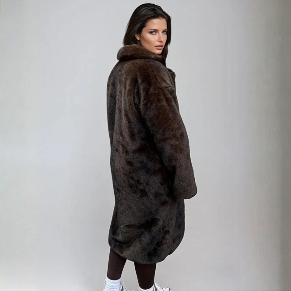 Kunstfell-Winterjacke für Damen – Stilvoll und Lang Geschnitten