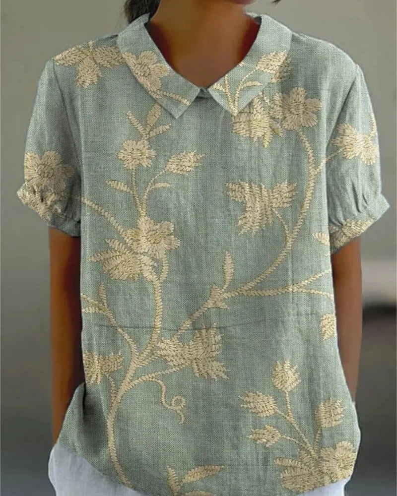 Kurzarm Bluse für Damen | Florales Muster
