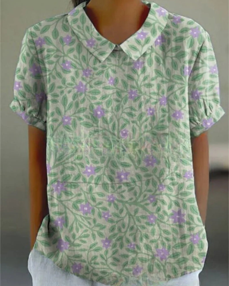 Kurzarm Bluse für Damen | Florales Muster