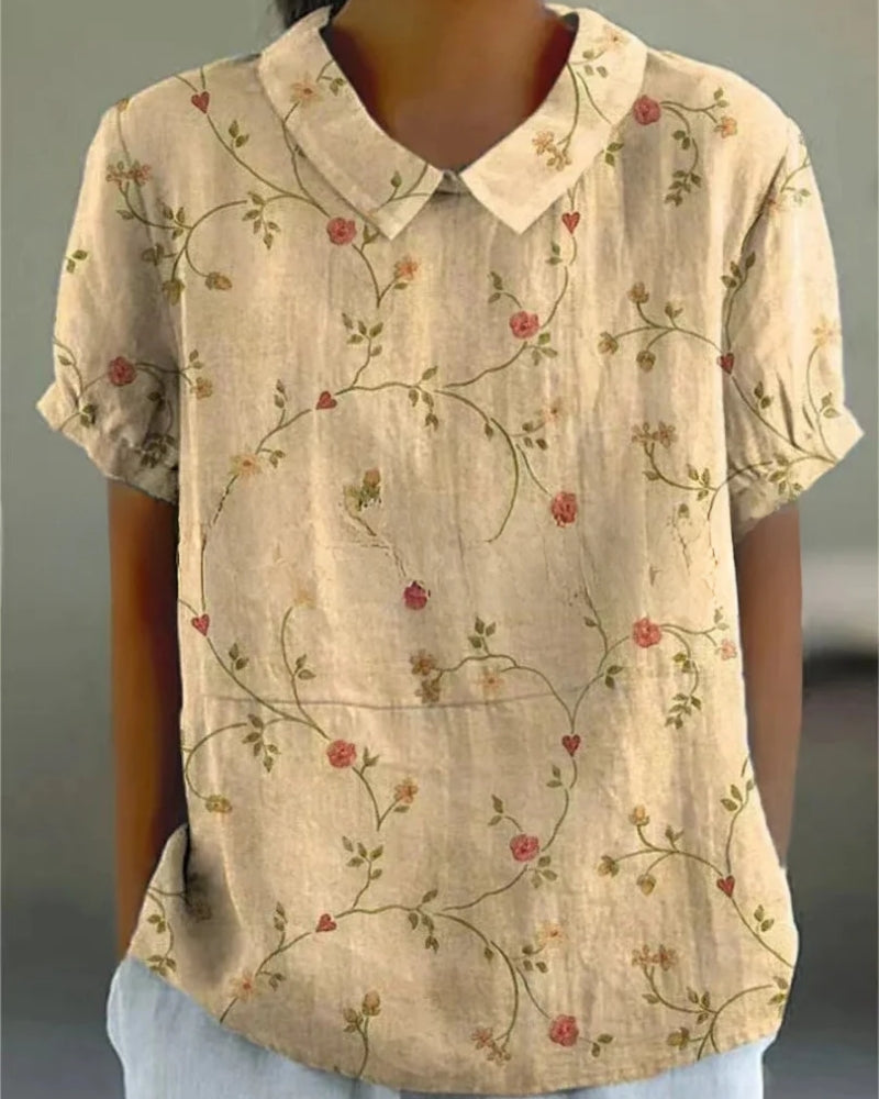 Kurzarm Bluse für Damen | Florales Muster
