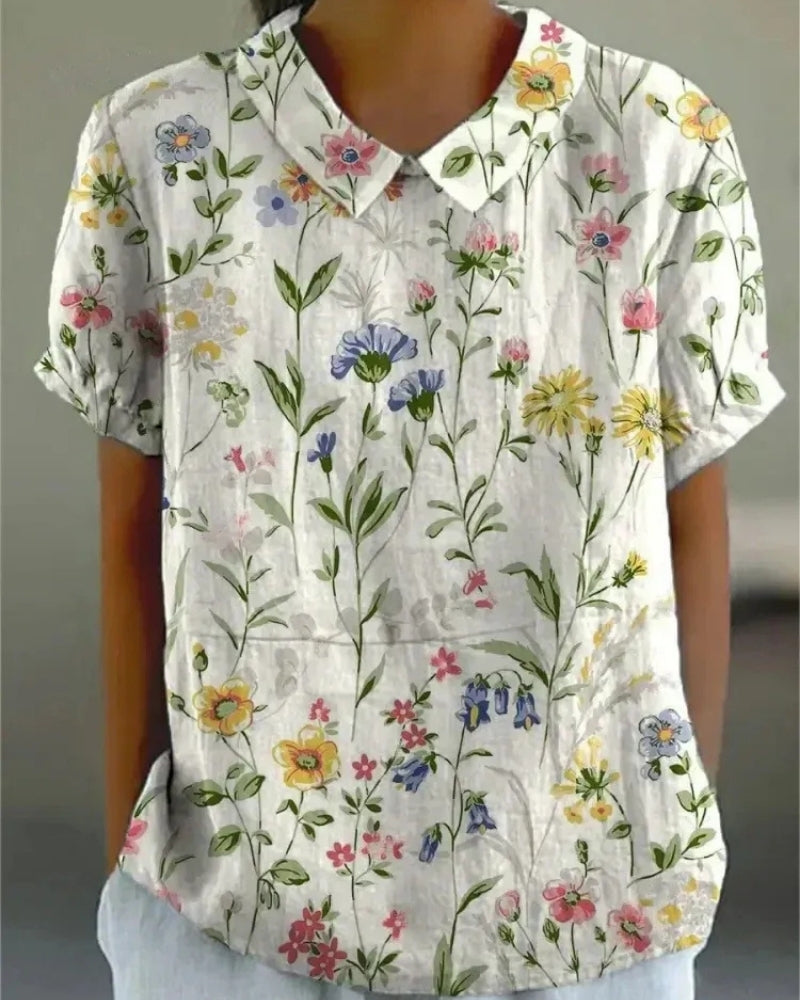 Kurzarm Bluse für Damen | Florales Muster