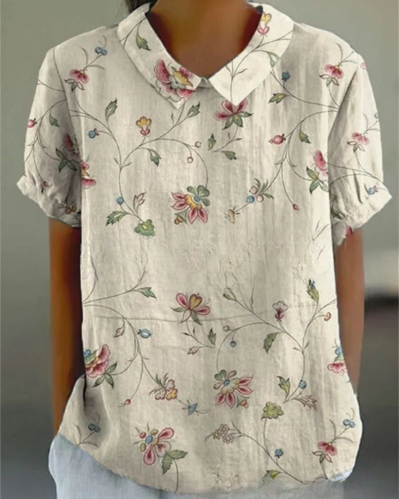 Kurzarm Bluse für Damen | Florales Muster