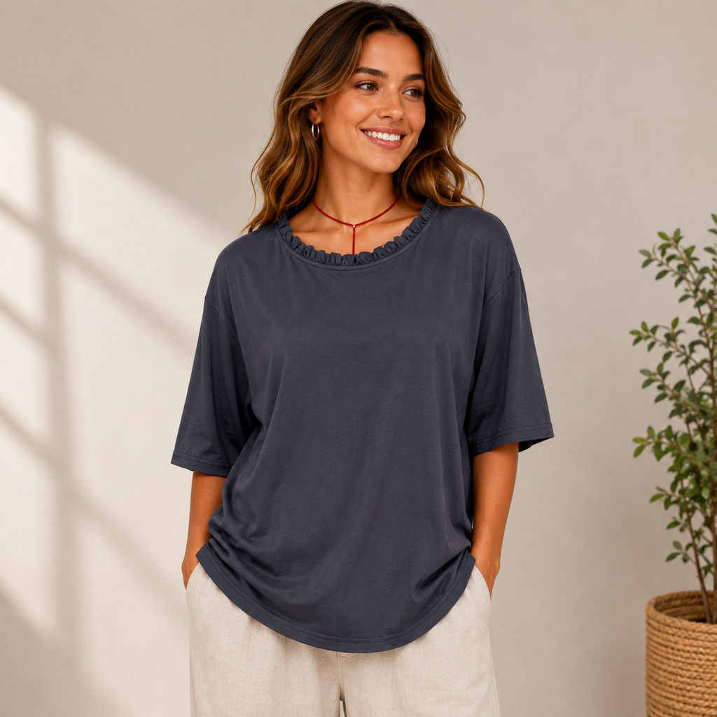 Kurzarm Bluse für Damen | Lockerer Schnitt