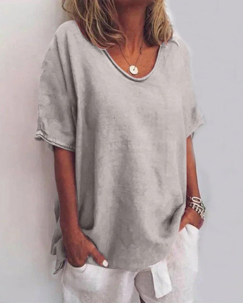 Kurzarm Bluse für Damen | Lockerer Schnitt