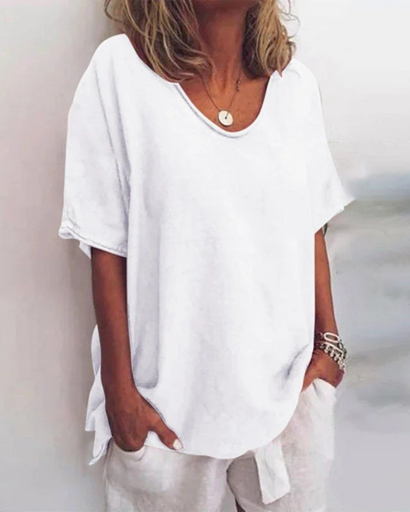 Kurzarm Bluse für Damen | Lockerer Schnitt