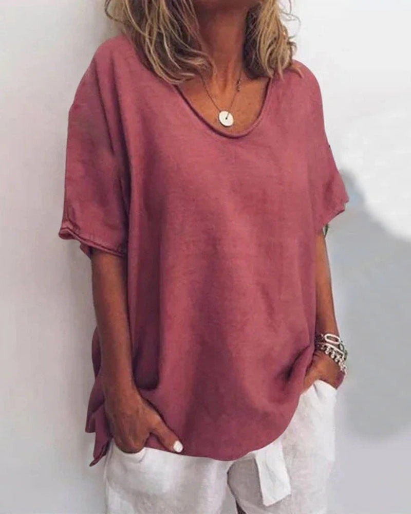 Kurzarm Bluse für Damen | Lockerer Schnitt