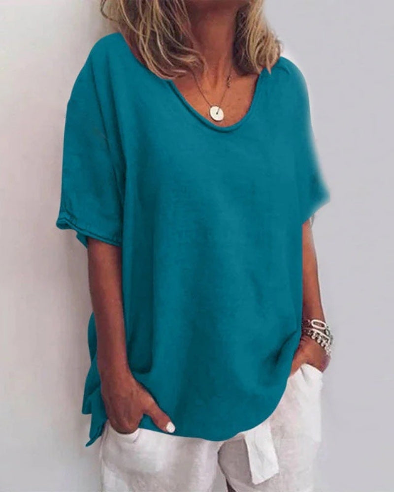 Kurzarm Bluse für Damen | Lockerer Schnitt