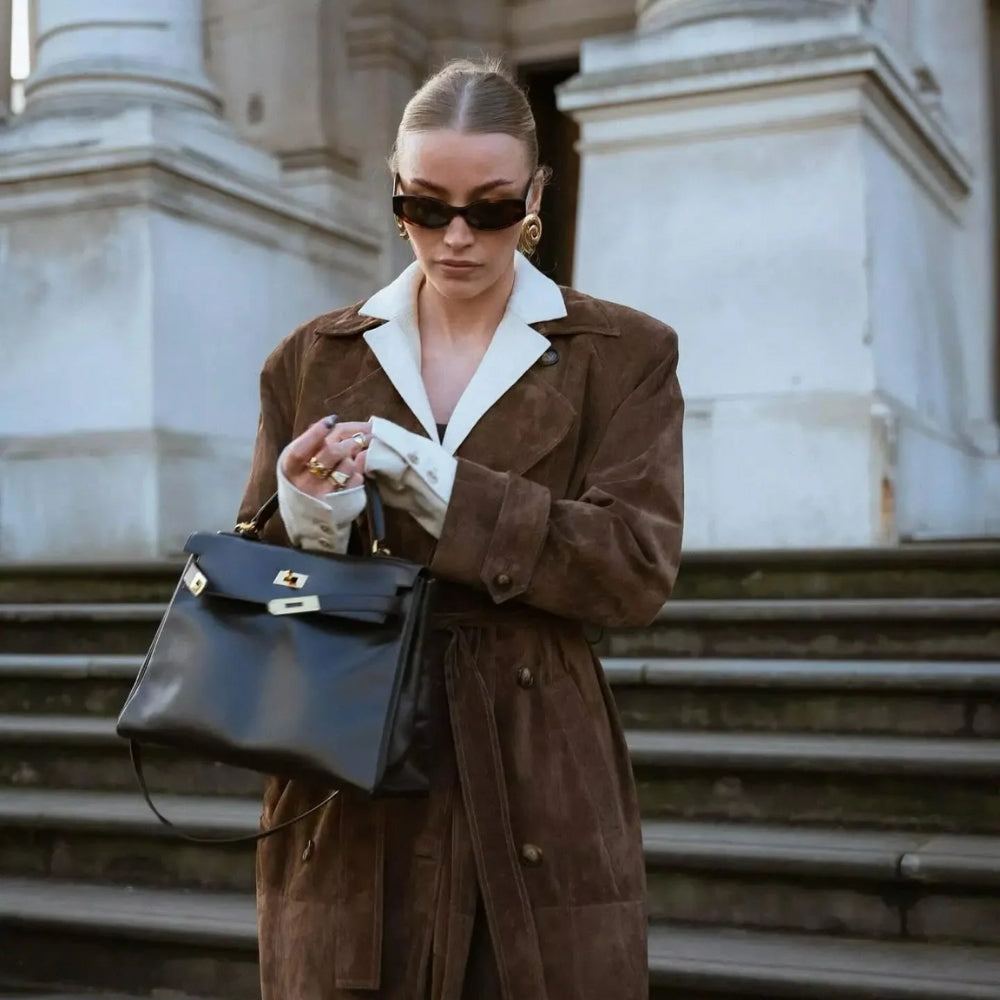 Lange Damen Winterjacke mit Gürtel – Trenchcoat für Kühle Tage