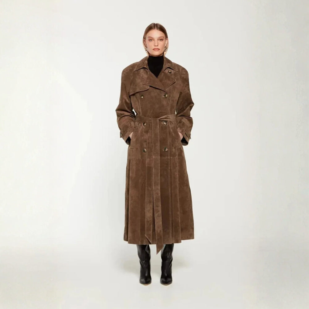 Lange Damen Winterjacke mit Gürtel – Trenchcoat für Kühle Tage