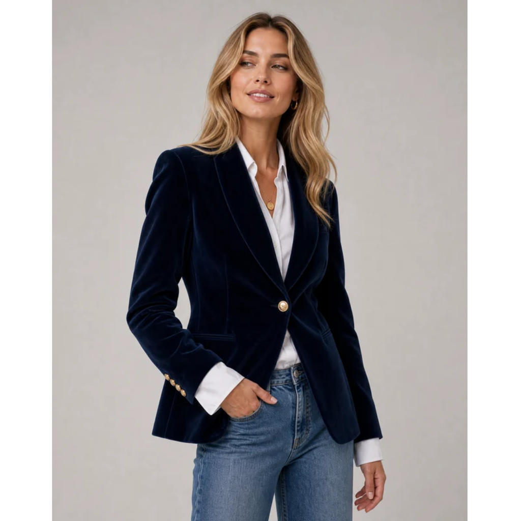 Lara | Damen Stilvoller Samt Freizeit Blazer