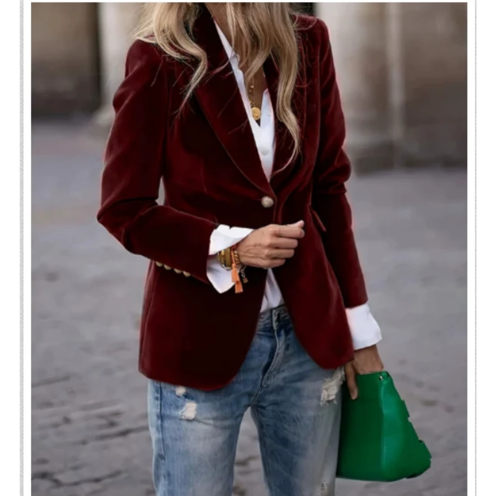 Lara | Damen Stilvoller Samt Freizeit Blazer
