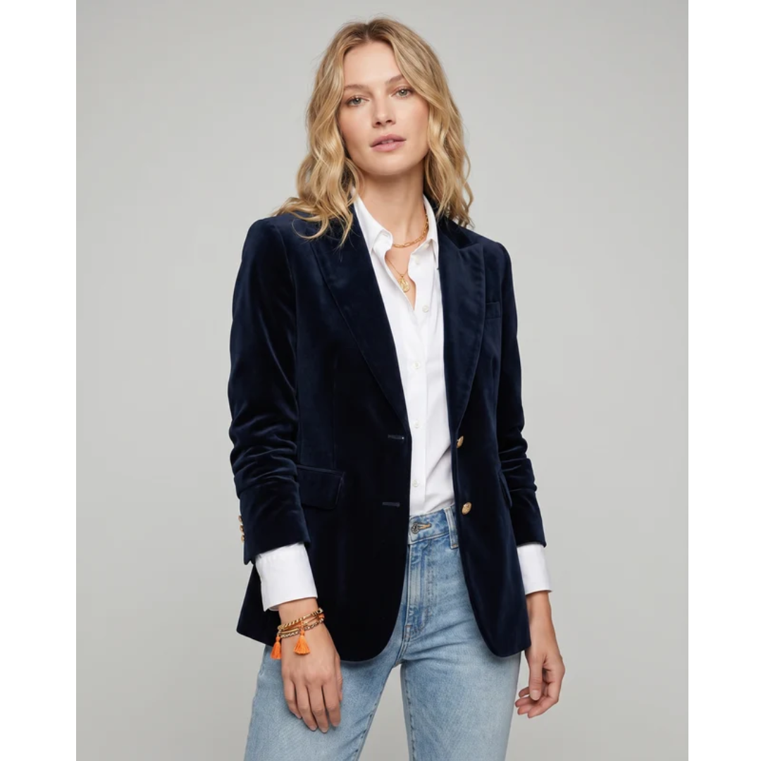 Lara | Damen Stilvoller Samt Freizeit Blazer