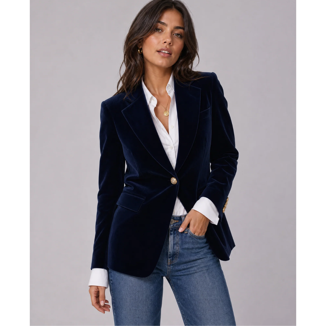 Lara | Damen Stilvoller Samt Freizeit Blazer
