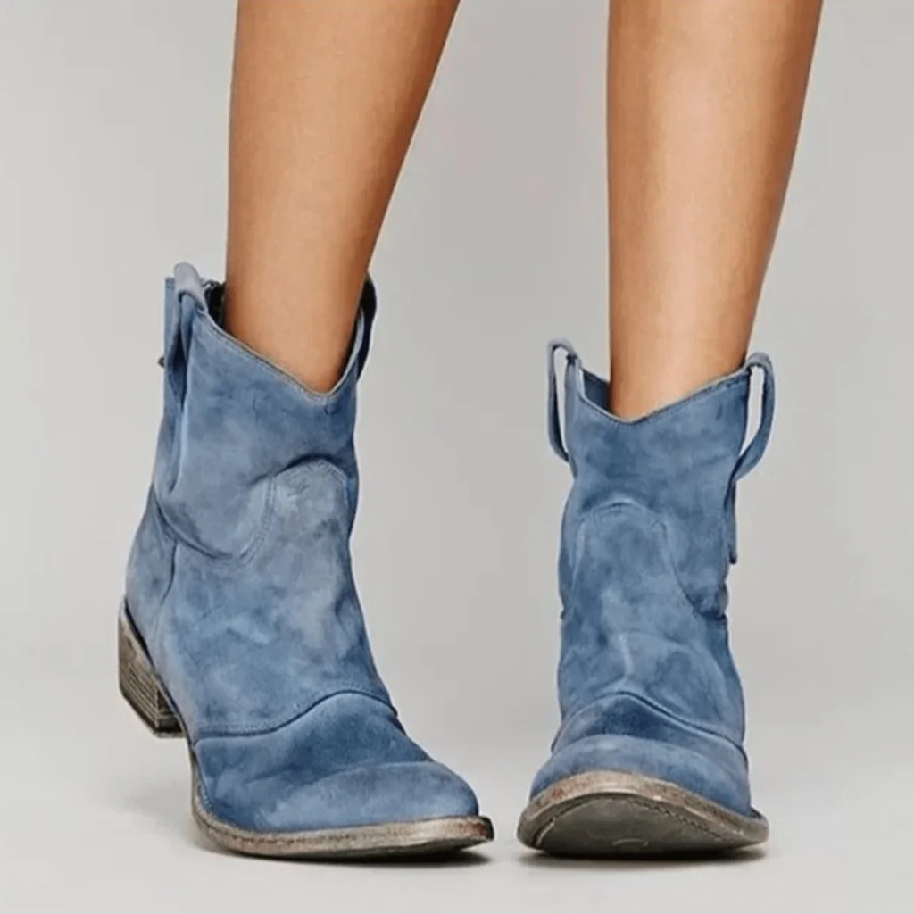 Laura | Damen Orthopädische Wildleder Stiefeletten im Western Stil mit Absatz