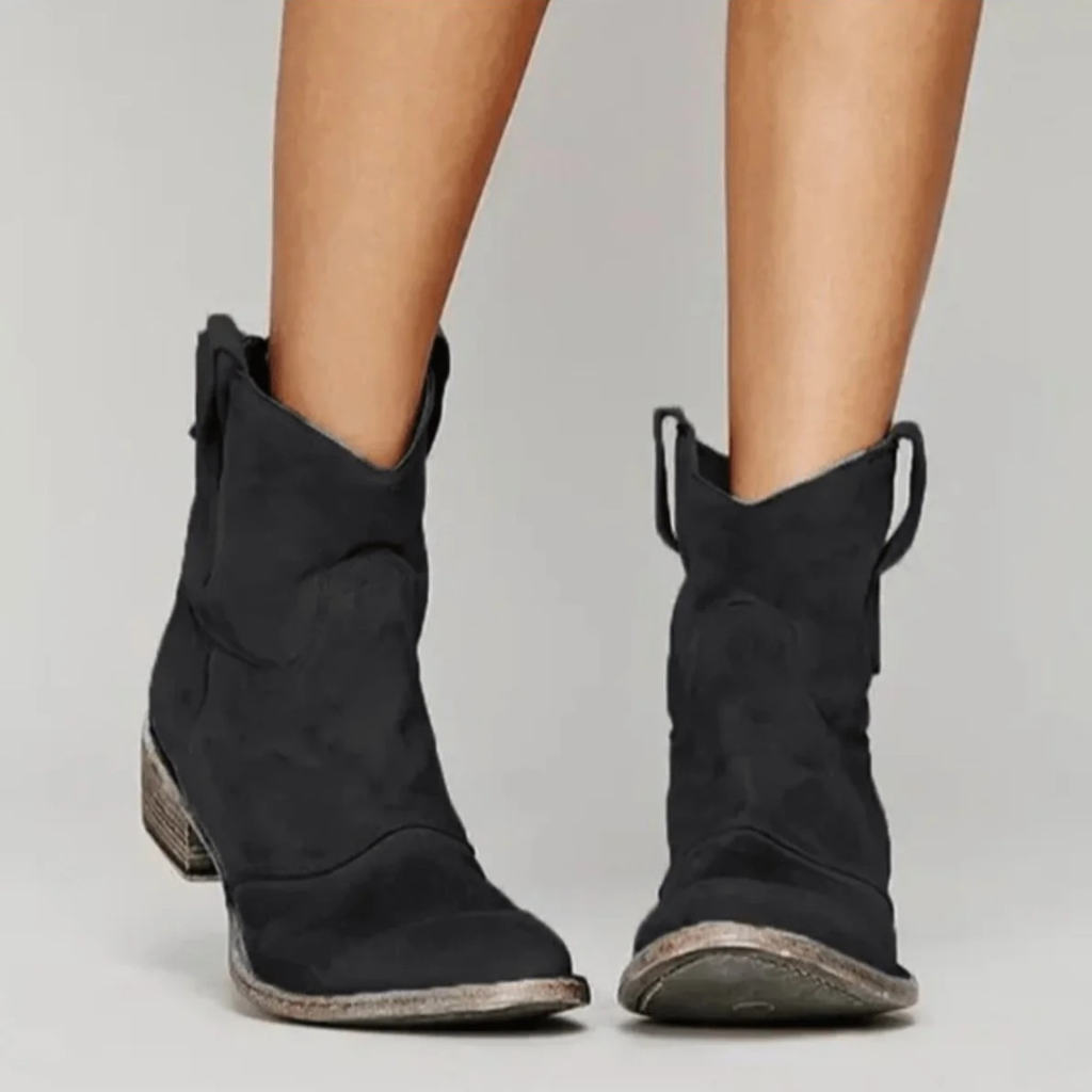 Laura | Damen Orthopädische Wildleder Stiefeletten im Western Stil mit Absatz