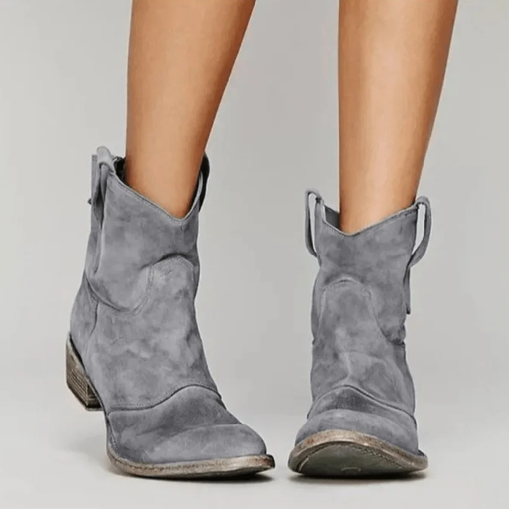 Laura | Damen Orthopädische Wildleder Stiefeletten im Western Stil mit Absatz