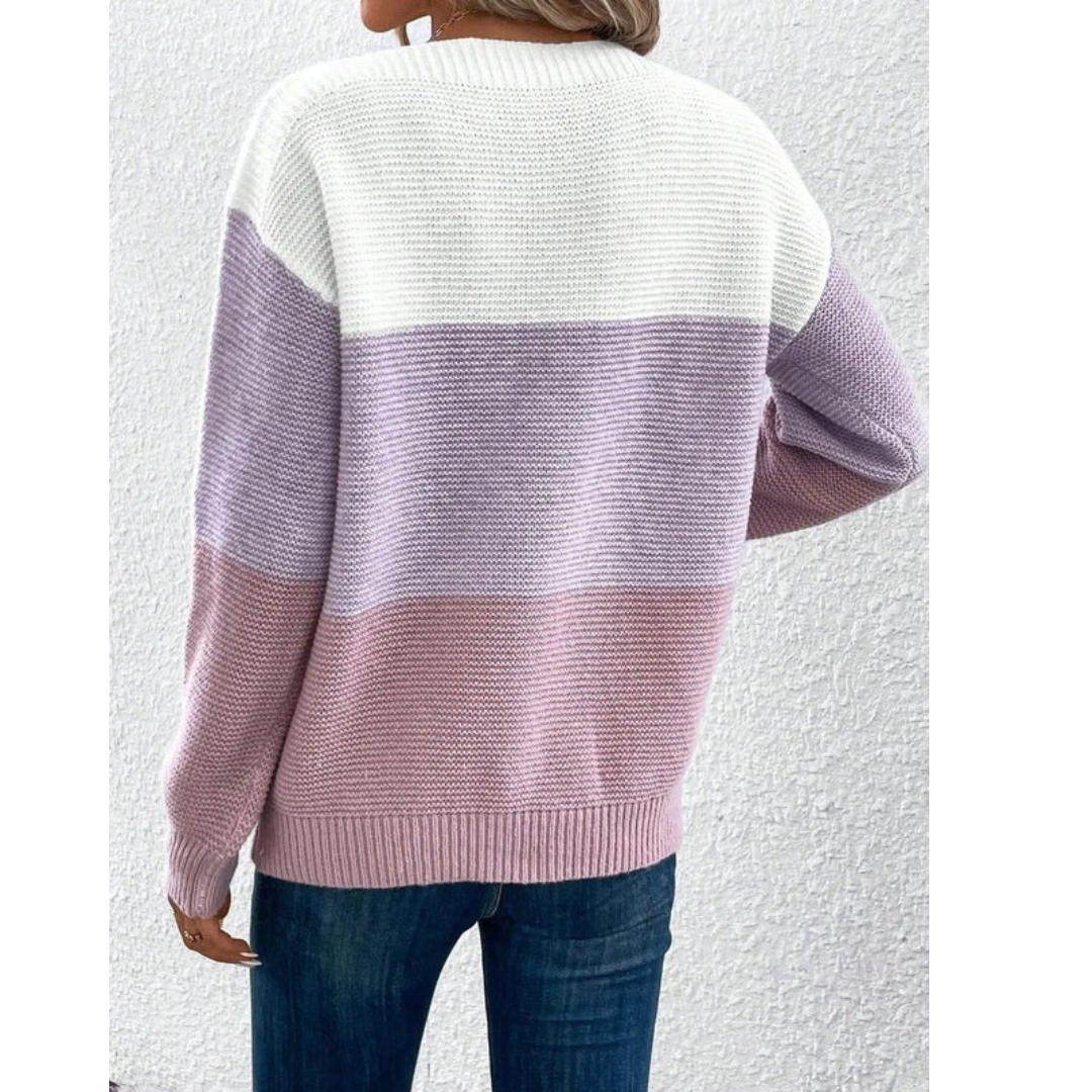 Laura | Damen Pullover Langarm mit Farbmix