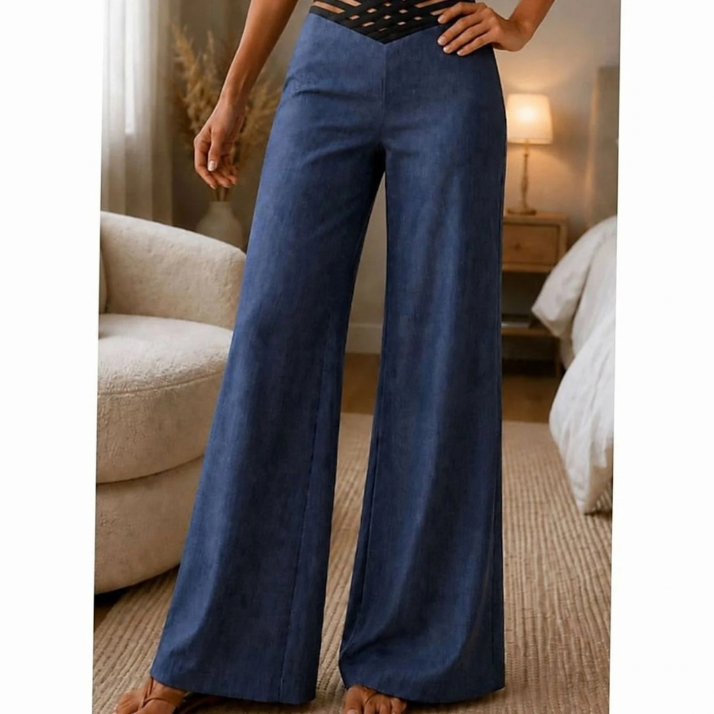 Lavinia | Damen Hose mit High Waist und Crossover Bund