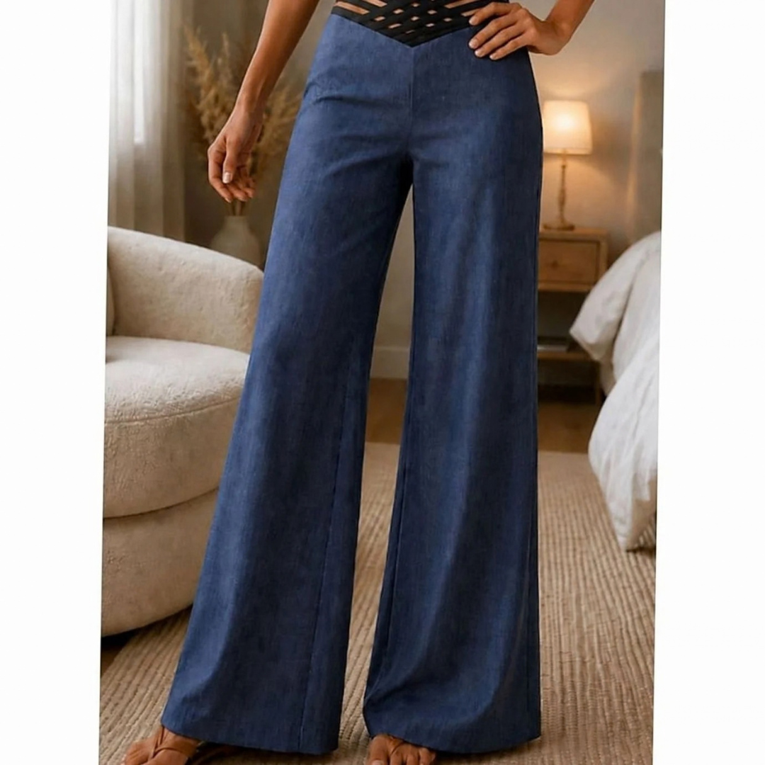 Lavinia | Damen Hose mit High Waist und Crossover Bund