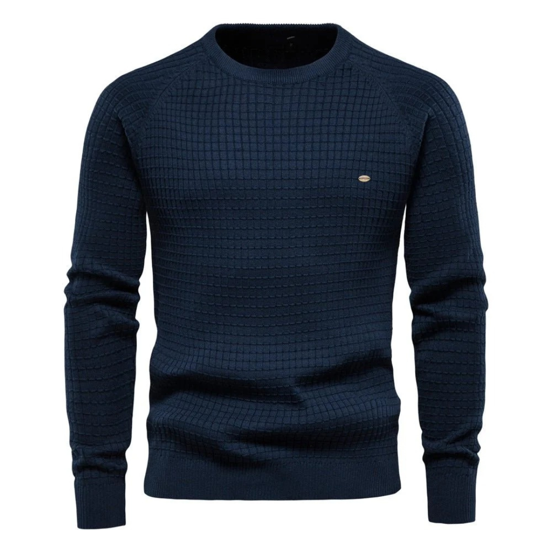 Lazar | Herren Pullover mit Strickmuster und Langarm