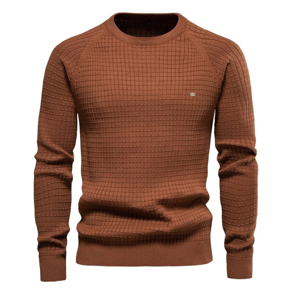 Lazar | Herren Pullover mit Strickmuster und Langarm