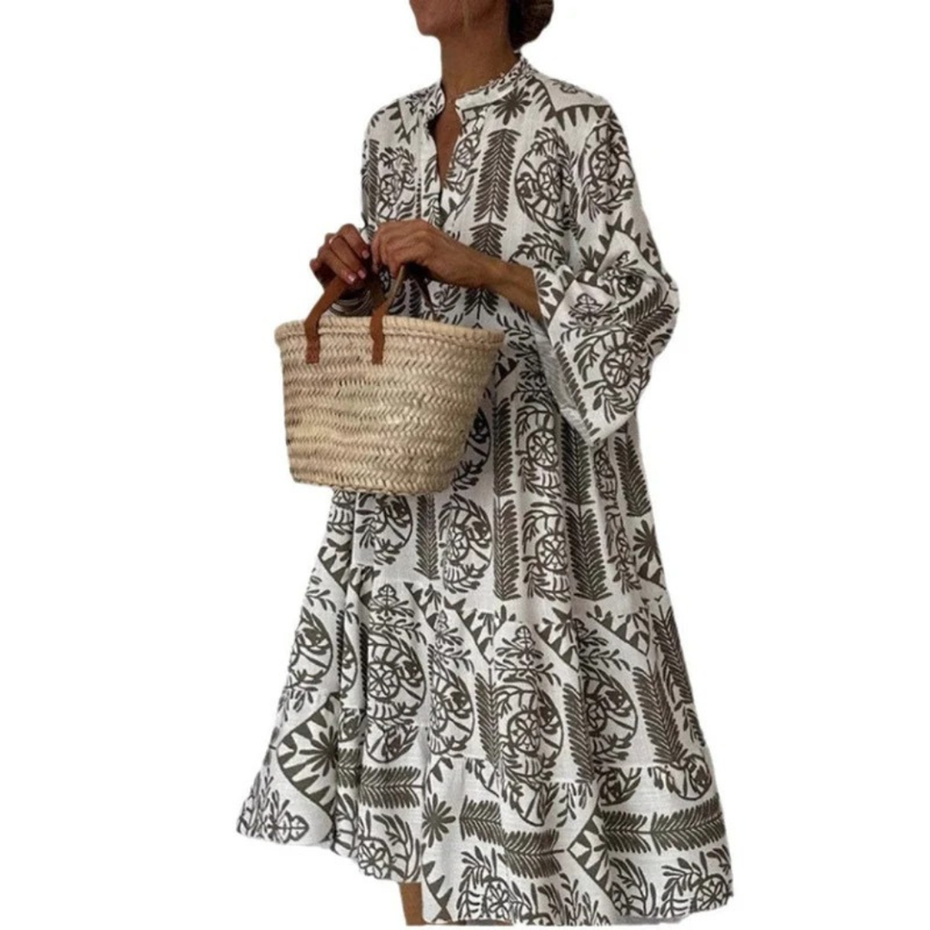 Lea | Damen Locker Boho Midi-Tunika-Kleid