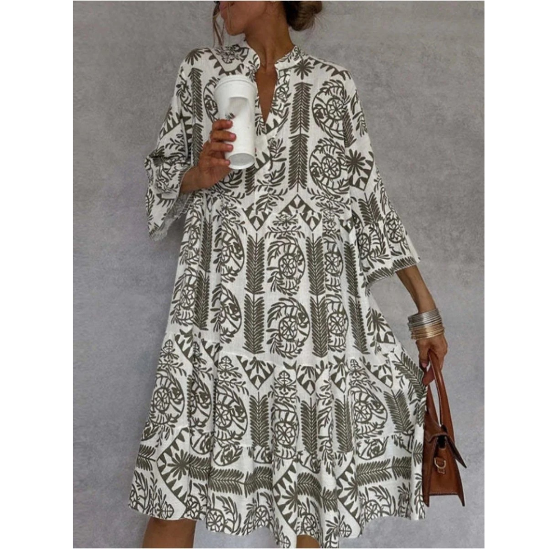 Lea | Damen Locker Boho Midi-Tunika-Kleid