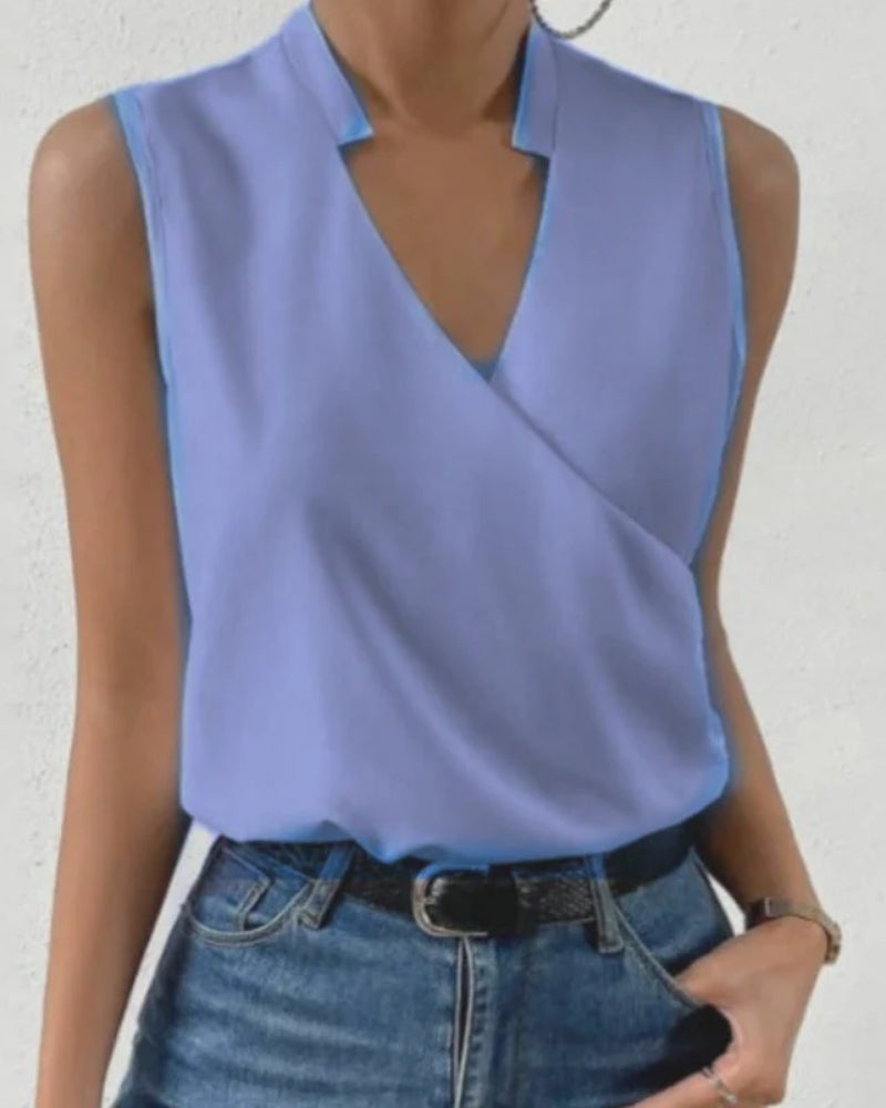 Leichte Damen Bluse mit V-Ausschnitt | Ärmellos