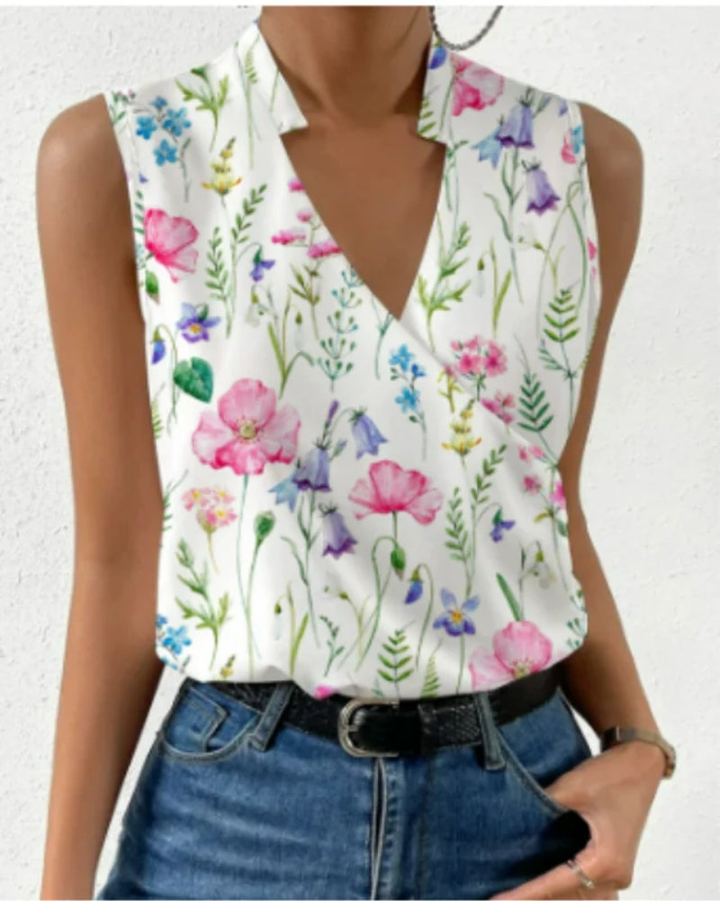 Leichte Damen Bluse mit V-Ausschnitt | Ärmellos