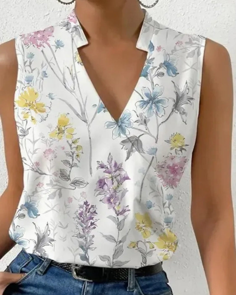 Leichte Damen Bluse mit V-Ausschnitt | Ärmellos