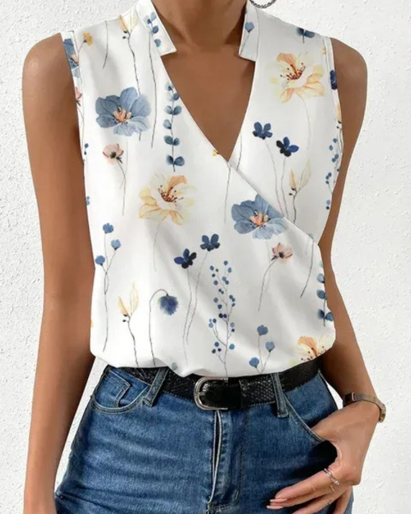 Leichte Damen Bluse mit V-Ausschnitt | Ärmellos