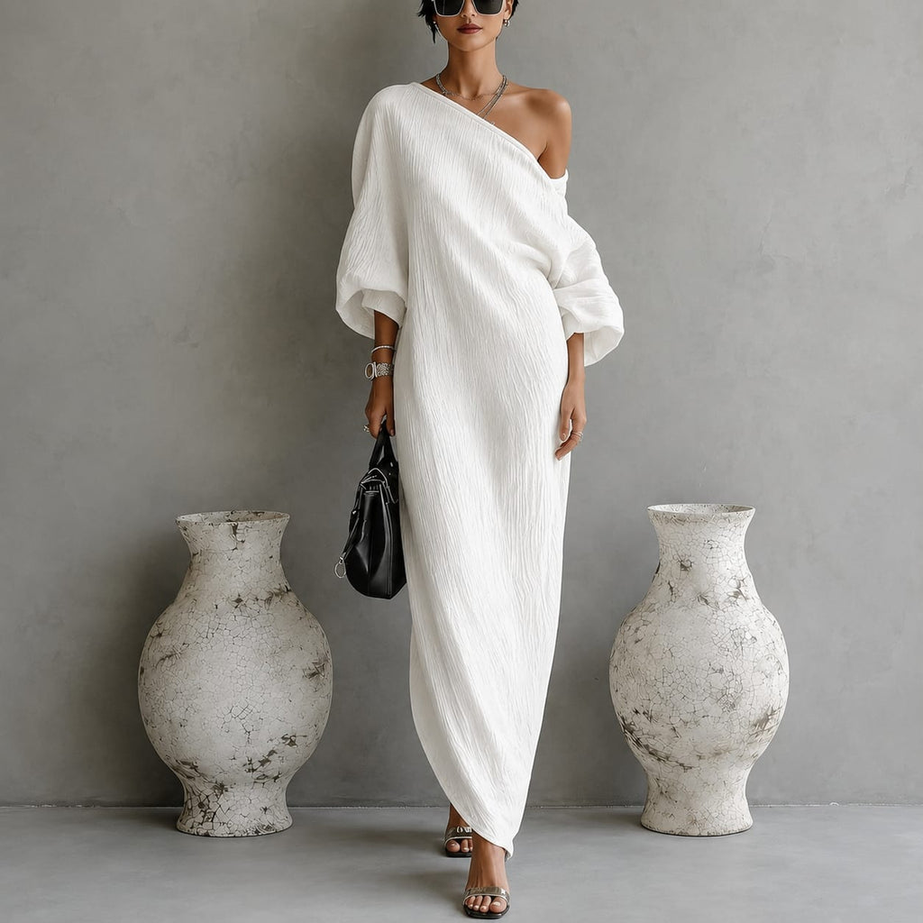 Lena | Damen Sommer Maxikleid Mit One Shoulder
