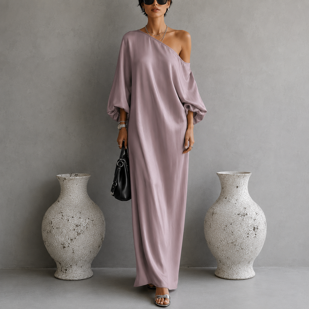 Lena | Damen Sommer Maxikleid Mit One Shoulder