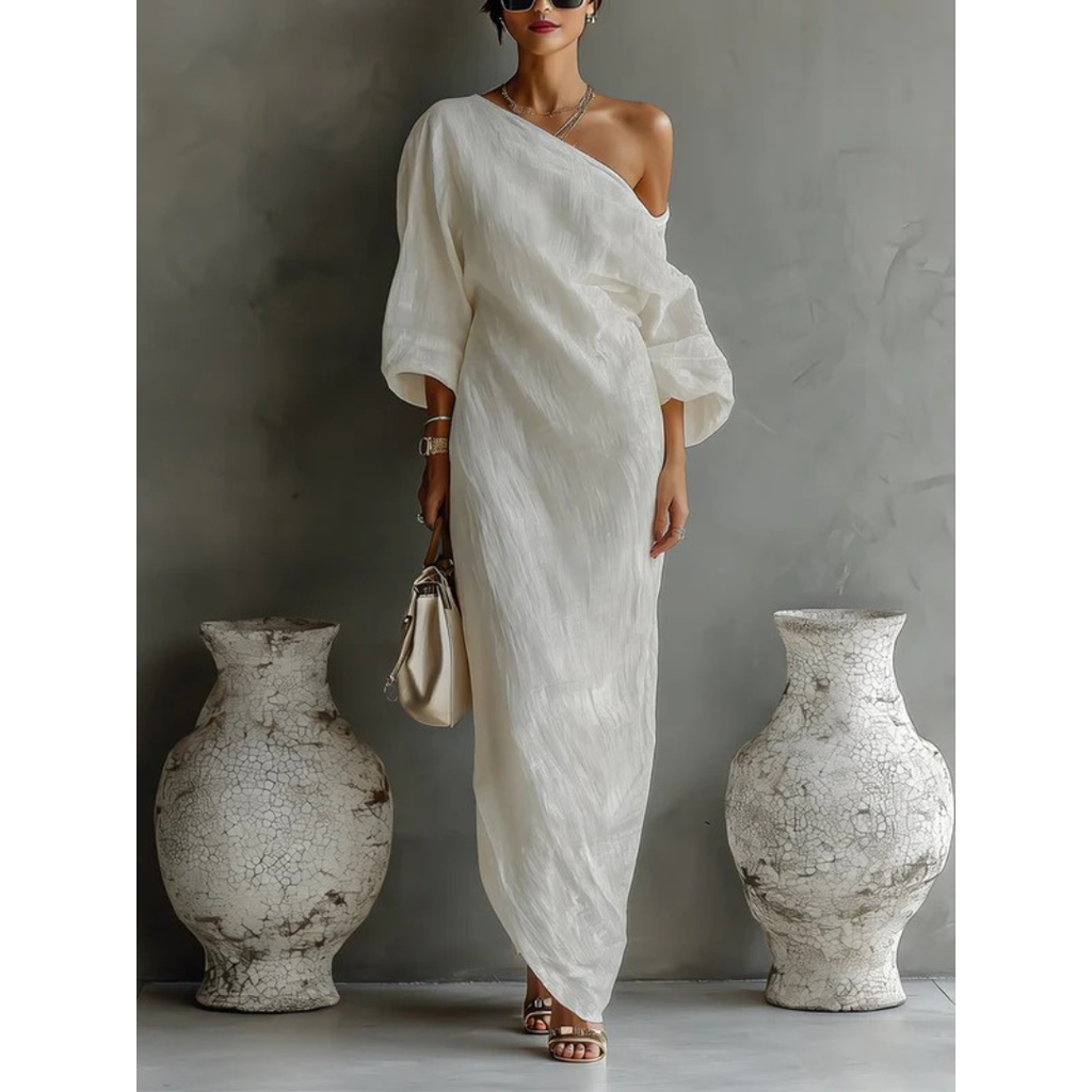 Lena | Damen Sommer Maxikleid Mit One Shoulder