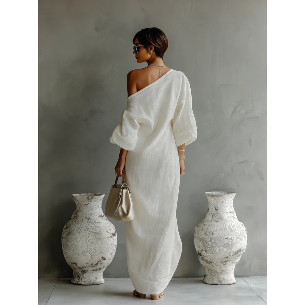 Lena | Damen Sommer Maxikleid Mit One Shoulder