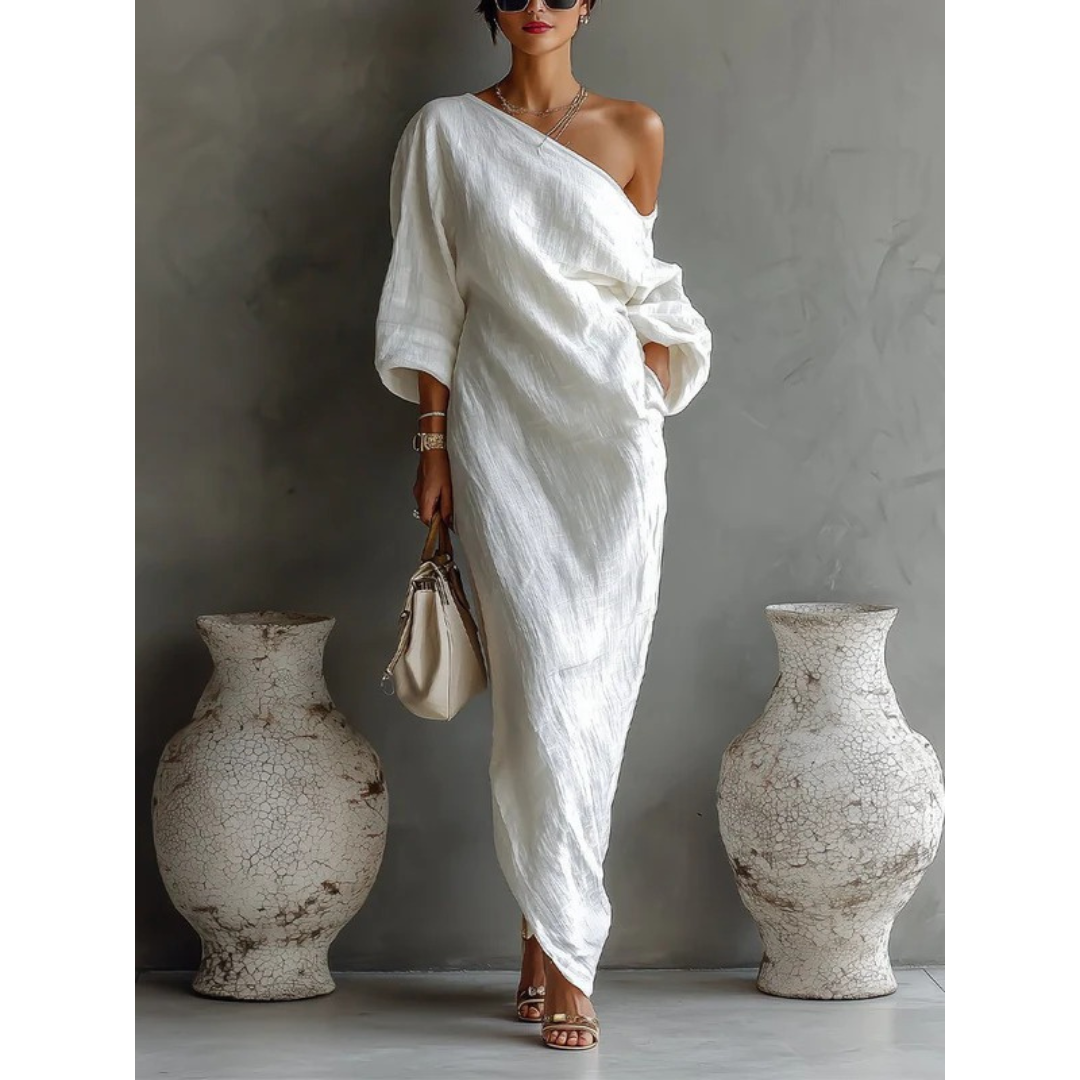 Lena | Damen Sommer Maxikleid Mit One Shoulder