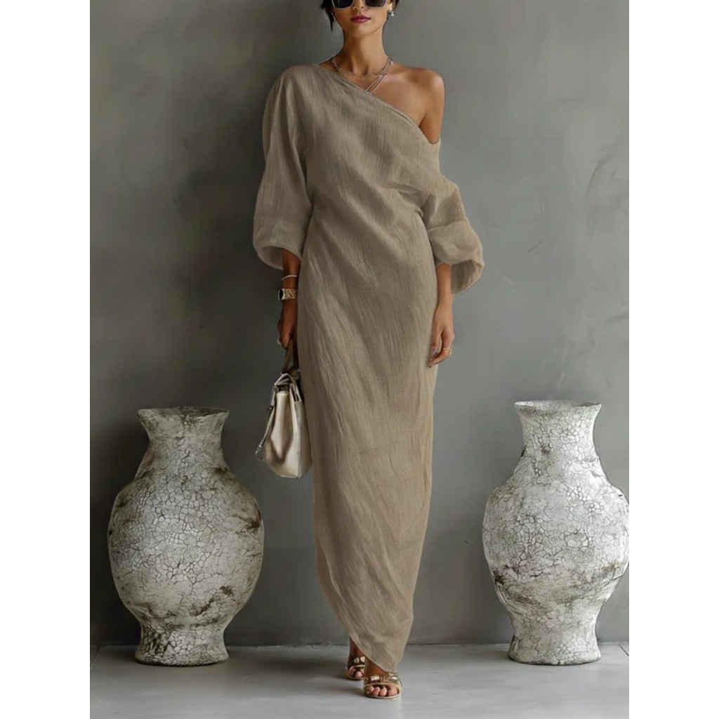Lena | Damen Sommer Maxikleid Mit One Shoulder