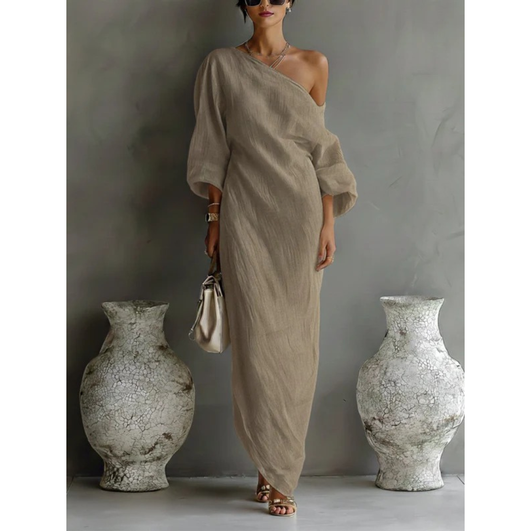 Lena | Damen Sommer Maxikleid Mit One Shoulder