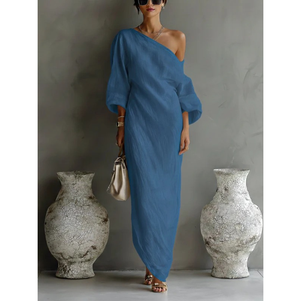 Lena | Damen Sommer Maxikleid Mit One Shoulder