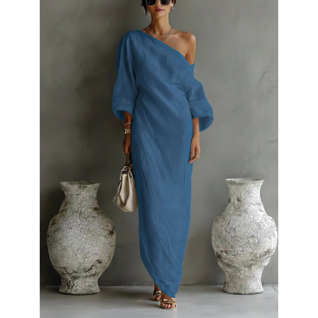 Lena | Damen Sommer Maxikleid Mit One Shoulder